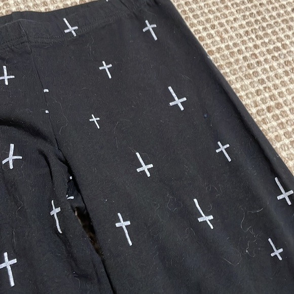 Fun Cross Pattern Black Full Length Tights - Picture 2 of 5